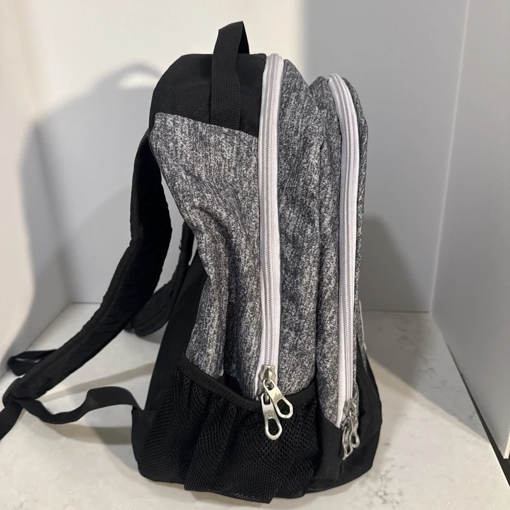 adidas Heathered Gray/Black Backpack Zip Closure Padded Adjustable Straps